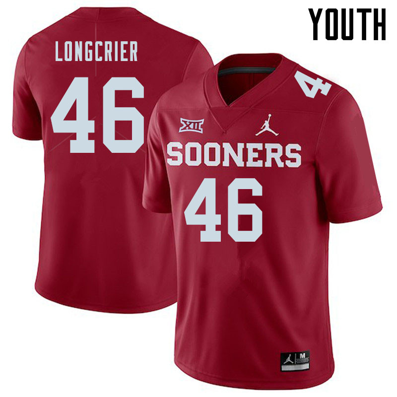 Jordan Brand Youth #46 Hunter Longcrier Oklahoma Sooners College Football Jerseys Sale-Crimson - Click Image to Close